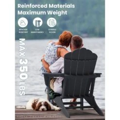 Classic All-Weather HDPE Plastic Adirondack Chair In Gray -Jearey plastic adirondack chairs pe ydgd gray 31 1000