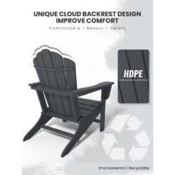 Classic All-Weather HDPE Plastic Adirondack Chair In Gray -Jearey plastic adirondack chairs pe ydgd gray 66 1000