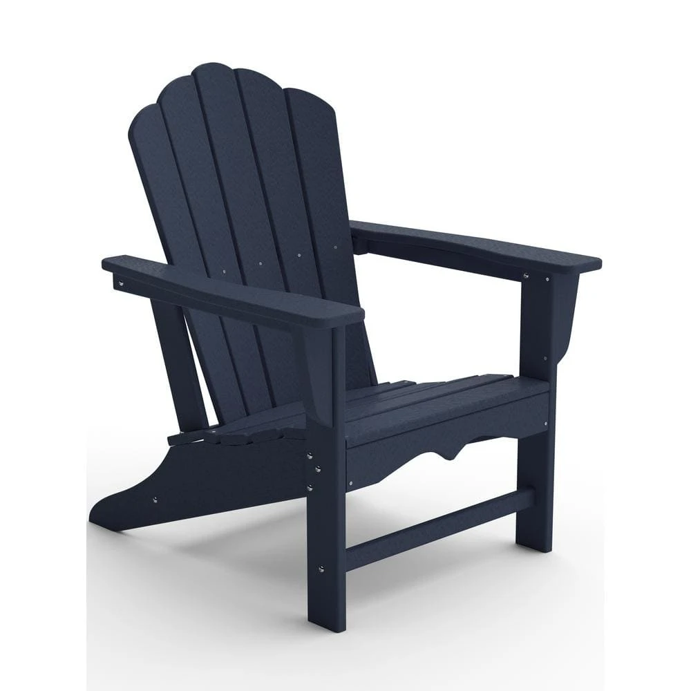 Classic All-Weather HDPE Plastic Adirondack Chair In Navy 1 Classic All-Weather HDPE Plastic Adirondack Chair In Navy