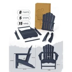 Classic All-Weather HDPE Plastic Adirondack Chair In Navy 12 Classic All-Weather HDPE Plastic Adirondack Chair In Navy -Jearey plastic adirondack chairs pe ydgd navy 77 1000