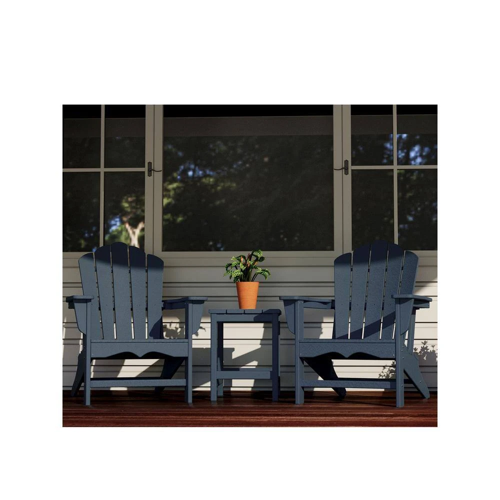 Classic All-Weather HDPE Plastic Adirondack Chair In Navy 2 Classic All-Weather HDPE Plastic Adirondack Chair In Navy - Image 2