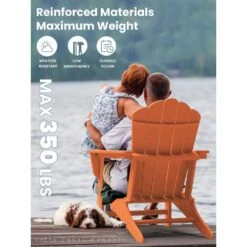Classic All-Weather HDPE Plastic Adirondack Chair In Orange -Jearey plastic adirondack chairs pe ydgd orange 31 1000