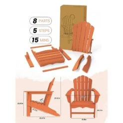 Classic All-Weather HDPE Plastic Adirondack Chair In Orange -Jearey plastic adirondack chairs pe ydgd orange 77 1000