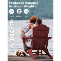 Classic All-Weather HDPE Plastic Adirondack Chair In Red -Jearey plastic adirondack chairs pe ydgd red 31 1000