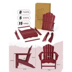 Classic All-Weather HDPE Plastic Adirondack Chair In Red -Jearey plastic adirondack chairs pe ydgd red 77 1000