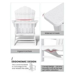 Classic All-Weather HDPE Plastic Adirondack Chair In White -Jearey plastic adirondack chairs pe ydgd white 1d 1000