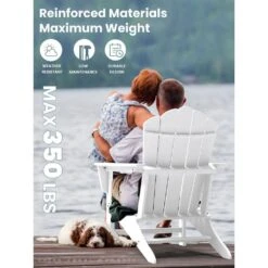Classic All-Weather HDPE Plastic Adirondack Chair In White -Jearey plastic adirondack chairs pe ydgd white 31 1000