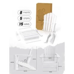 Classic All-Weather HDPE Plastic Adirondack Chair In White -Jearey plastic adirondack chairs pe ydgd white 77 1000