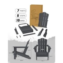 Classic Folding HDPE Plastic Adirondack Chair In Gray -Jearey plastic adirondack chairs pe ydzd gray 77 1000