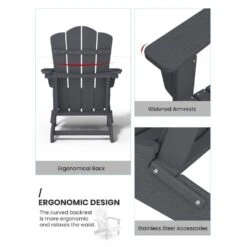 Classic Folding HDPE Plastic Adirondack Chair In Gray -Jearey plastic adirondack chairs pe ydzd gray a0 1000