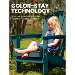 Classic Folding HDPE Plastic Adirondack Chair In Green