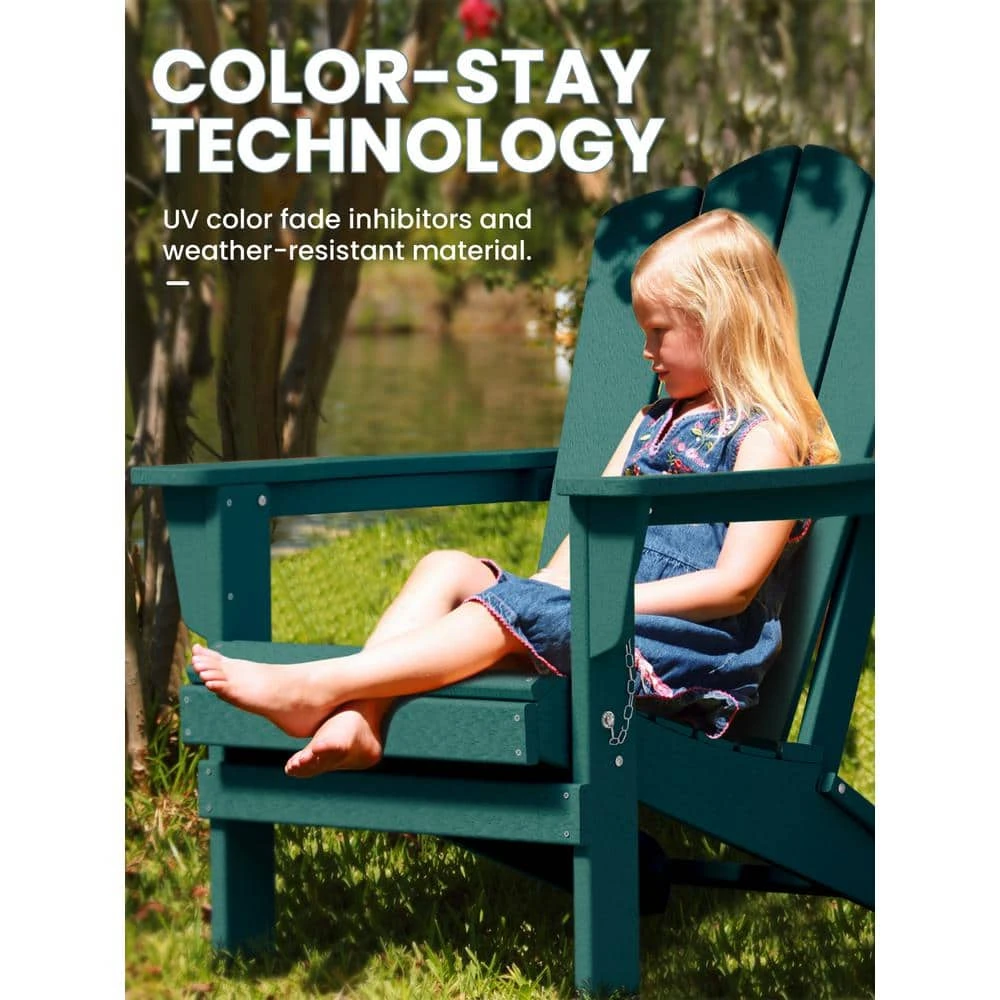 Classic Folding HDPE Plastic Adirondack Chair In Green 1 Classic Folding HDPE Plastic Adirondack Chair In Green