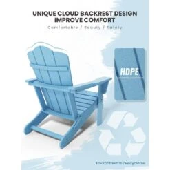 Classic Folding HDPE Plastic Adirondack Chair In Light Blue -Jearey plastic adirondack chairs pe ydzd lb 1d 1000