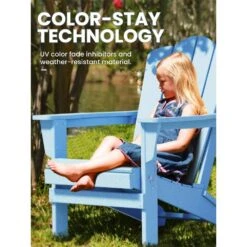 Classic Folding HDPE Plastic Adirondack Chair In Light Blue
