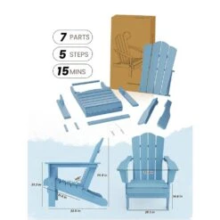 Classic Folding HDPE Plastic Adirondack Chair In Light Blue -Jearey plastic adirondack chairs pe ydzd lb 77 1000