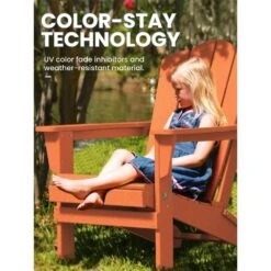 Classic Folding HDPE Plastic Adirondack Chair In Orange