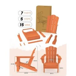 Classic Folding HDPE Plastic Adirondack Chair In Orange -Jearey plastic adirondack chairs pe ydzd orange 77 1000