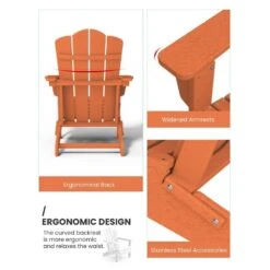Classic Folding HDPE Plastic Adirondack Chair In Orange -Jearey plastic adirondack chairs pe ydzd orange a0 1000