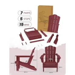 Classic Folding HDPE Plastic Adirondack Chair In Red -Jearey plastic adirondack chairs pe ydzd red 77 1000