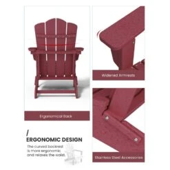 Classic Folding HDPE Plastic Adirondack Chair In Red -Jearey plastic adirondack chairs pe ydzd red a0 1000