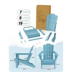 Classic Folding HDPE Plastic Adirondack Chair In Tiffany Blue -Jearey plastic adirondack chairs pe ydzd tb 77 1000