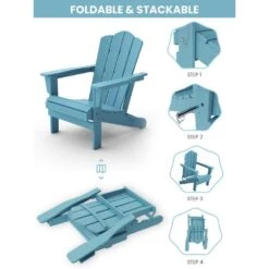 Classic Folding HDPE Plastic Adirondack Chair In Tiffany Blue -Jearey plastic adirondack chairs pe ydzd tb d4 1000