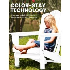 Classic Folding HDPE Plastic Adirondack Chair In White