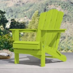 Classic Apple Green HDPE Folding Plastic Adirondack Chair (1-Pack)