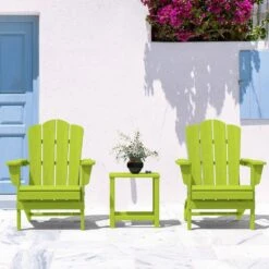 Classic Apple Green HDPE Folding Plastic Adirondack Chair (1-Pack) -Jearey plastic adirondack chairs pefac hd ag 77 1000