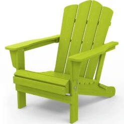 Classic Apple Green HDPE Folding Plastic Adirondack Chair (1-Pack) -Jearey plastic adirondack chairs pefac hd ag d4 1000