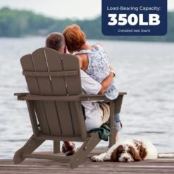 Classic Brown HDPE Folding Plastic Adirondack Chair (1-Pack) -Jearey plastic adirondack chairs pefac hd br 66 1000