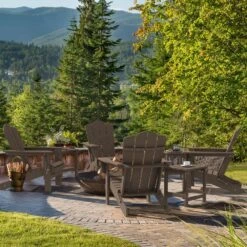 Classic Brown HDPE Folding Plastic Adirondack Chair (1-Pack) -Jearey plastic adirondack chairs pefac hd br 77 1000