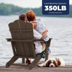 Classic Coffee HDPE Folding Plastic Adirondack Chair (1-Pack) -Jearey plastic adirondack chairs pefac hd co 66 1000