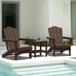Classic Coffee HDPE Folding Plastic Adirondack Chair (1-Pack) -Jearey plastic adirondack chairs pefac hd co 77 1000