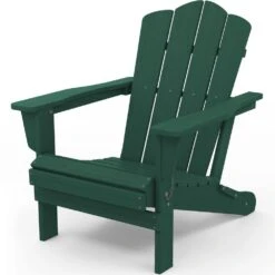 Classic Green HDPE Folding Plastic Adirondack Chair (1-Pack) -Jearey plastic adirondack chairs pefac hd gn d4 1000