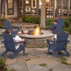 Classic Navy HDPE Folding Plastic Adirondack Chair (1-Pack) -Jearey plastic adirondack chairs pefac hd na 31 1000