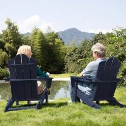 Classic Navy HDPE Folding Plastic Adirondack Chair (1-Pack) -Jearey plastic adirondack chairs pefac hd na 66 1000
