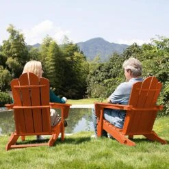 Classic Orange HDPE Folding Plastic Adirondack Chair (1-Pack) -Jearey plastic adirondack chairs pefac hd or 66 1000