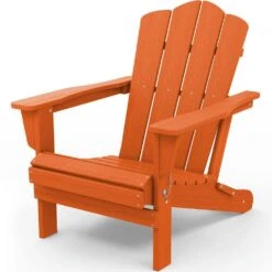 Classic Orange HDPE Folding Plastic Adirondack Chair (1-Pack) -Jearey plastic adirondack chairs pefac hd or d4 1000