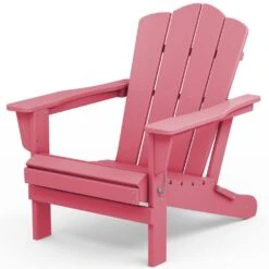 Classic Pink HDPE Folding Plastic Adirondack Chair (1-Pack) -Jearey plastic adirondack chairs pefac hd pk d4 1000