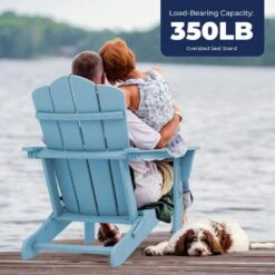 Classic Light Blue HDPE Folding Plastic Adirondack Chair (1-Pack) -Jearey plastic adirondack chairs pefac hd ql 66 1000