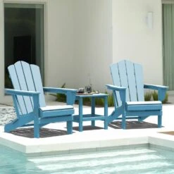 Classic Light Blue HDPE Folding Plastic Adirondack Chair (1-Pack) -Jearey plastic adirondack chairs pefac hd ql 77 1000