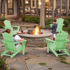 Classic Light Green HDPE Folding Plastic Adirondack Chair (1-Pack) -Jearey plastic adirondack chairs pefac hd qv 31 1000