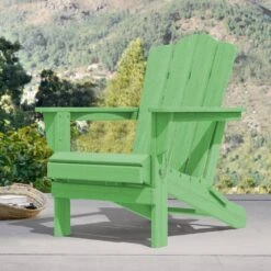 Classic Light Green HDPE Folding Plastic Adirondack Chair (1-Pack)