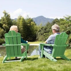 Classic Light Green HDPE Folding Plastic Adirondack Chair (1-Pack) -Jearey plastic adirondack chairs pefac hd qv 66 1000