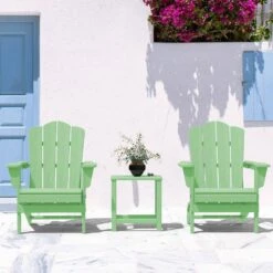 Classic Light Green HDPE Folding Plastic Adirondack Chair (1-Pack) -Jearey plastic adirondack chairs pefac hd qv 77 1000