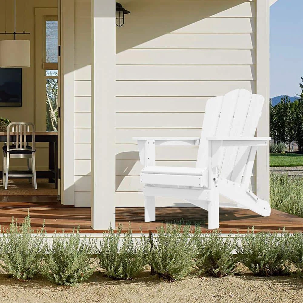 Classic White HDPE Folding Plastic Adirondack Chair (1-Pack) 2 Classic White HDPE Folding Plastic Adirondack Chair (1-Pack) - Image 2