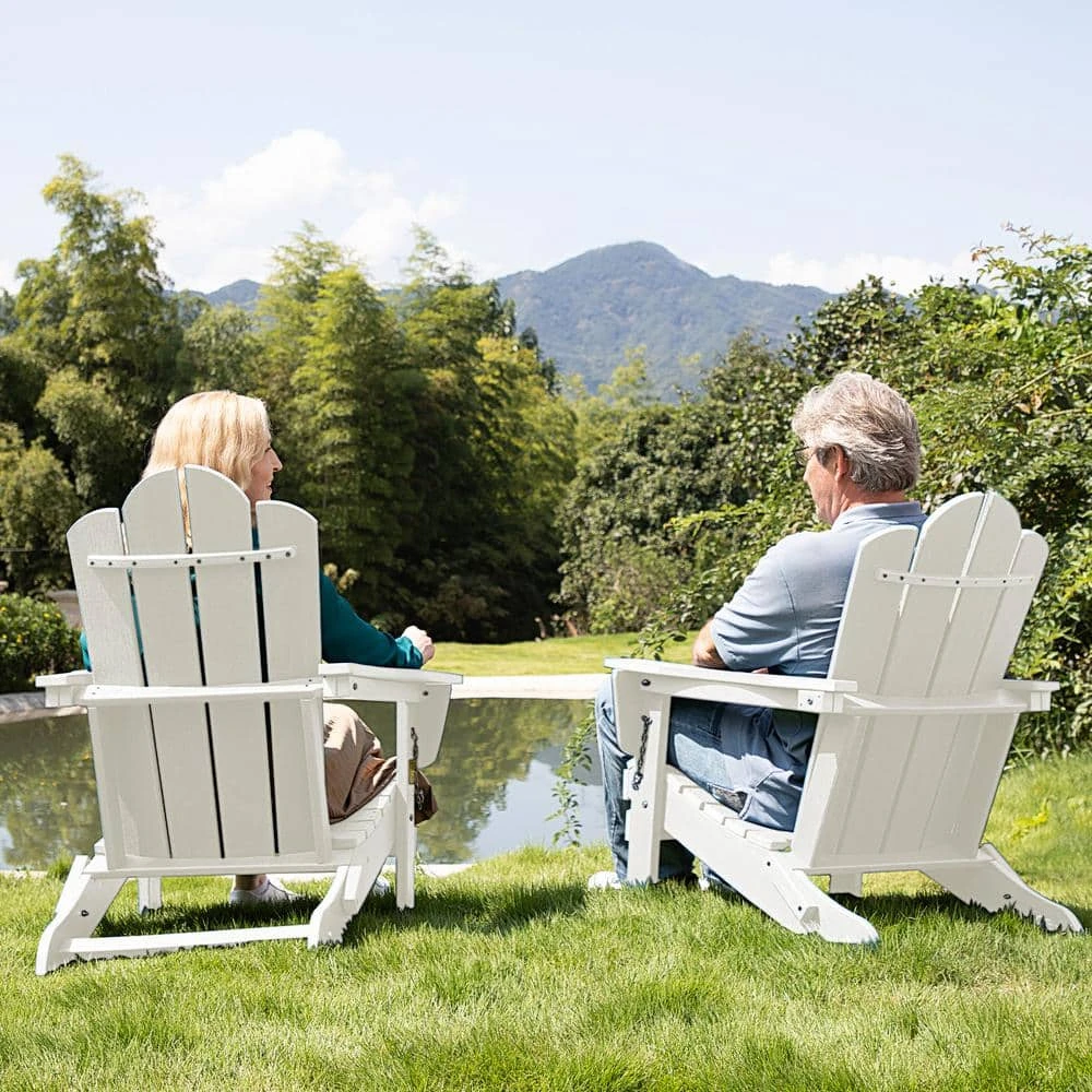 Classic White HDPE Folding Plastic Adirondack Chair (1-Pack) 3 Classic White HDPE Folding Plastic Adirondack Chair (1-Pack) - Image 3