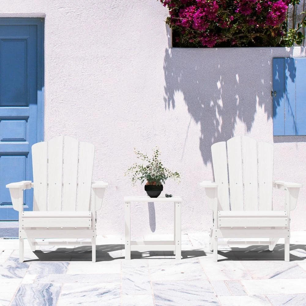 Classic White HDPE Folding Plastic Adirondack Chair (1-Pack) 4 Classic White HDPE Folding Plastic Adirondack Chair (1-Pack) - Image 4