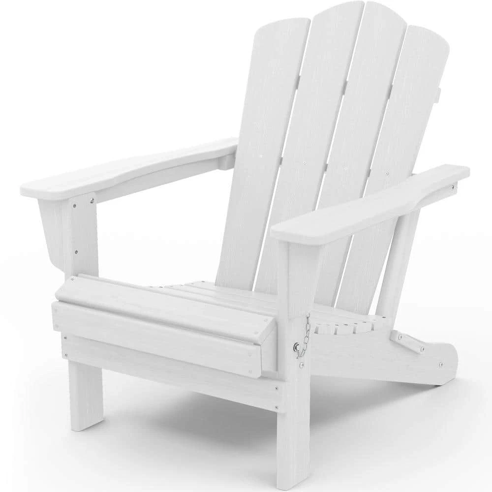Classic White HDPE Folding Plastic Adirondack Chair (1-Pack) 5 Classic White HDPE Folding Plastic Adirondack Chair (1-Pack) - Image 5